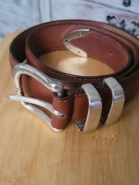 Belt Master Cognac Brown Genuine Leather Belt With Solid Brass Buckle And Tip